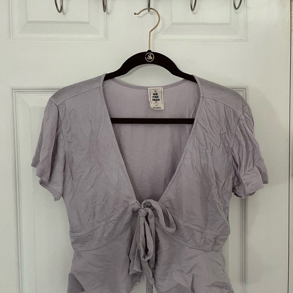 We The Free Lavender Tie-Front Blouse